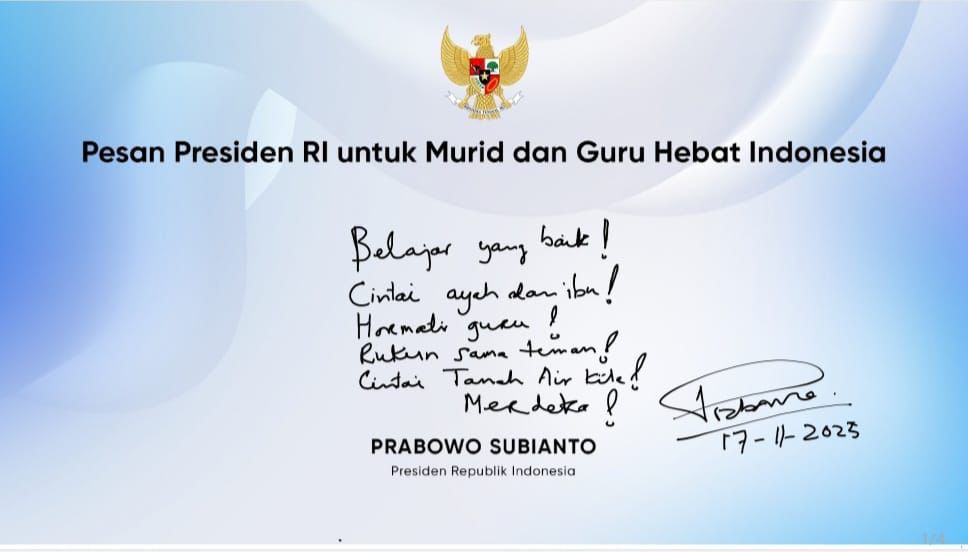 Pesan Presiden RI untuk Murid dan Guru Hebat Indonesia