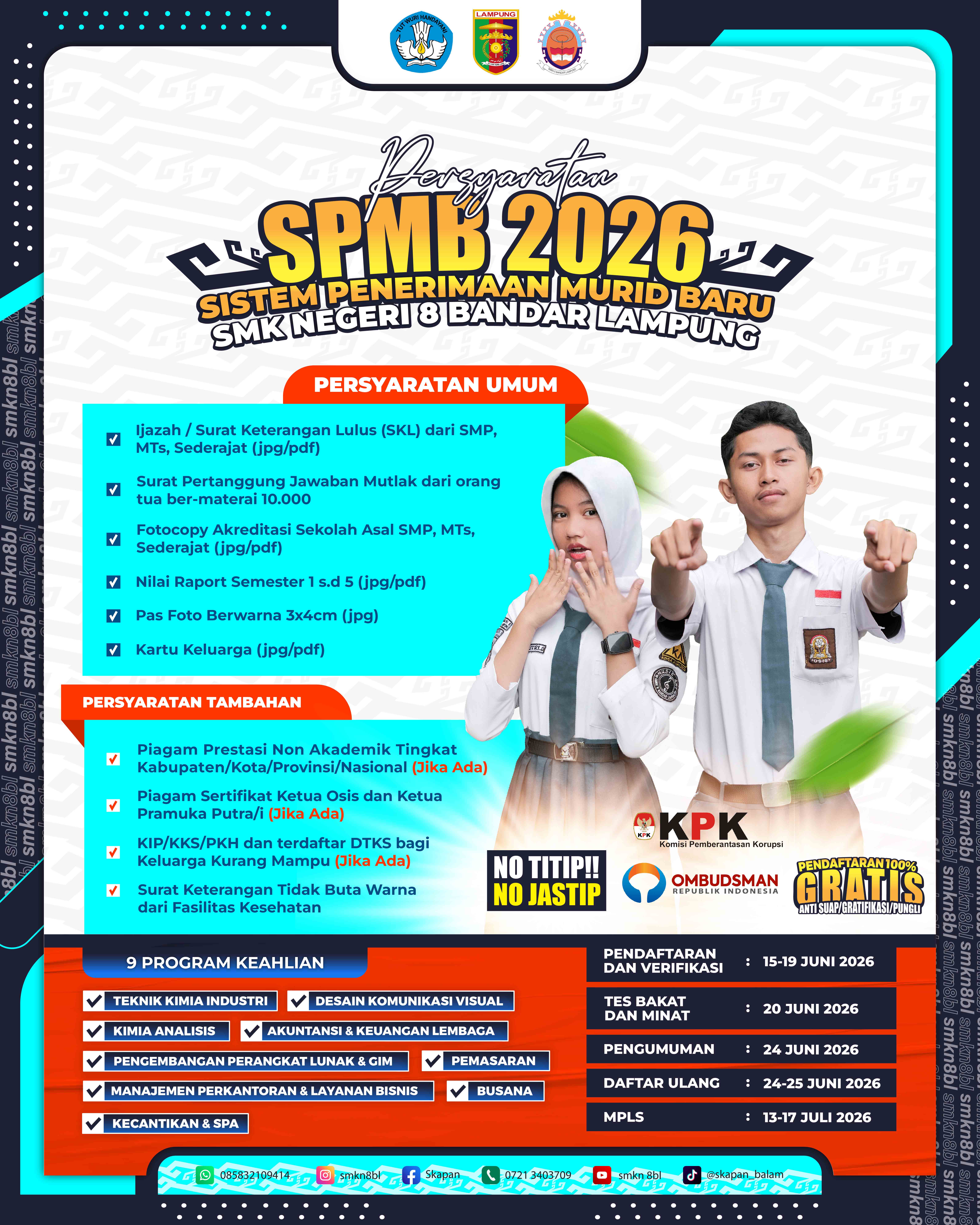 Persyaratan SPMB 2026 SMKN  8 BANDAR LAMPUNG